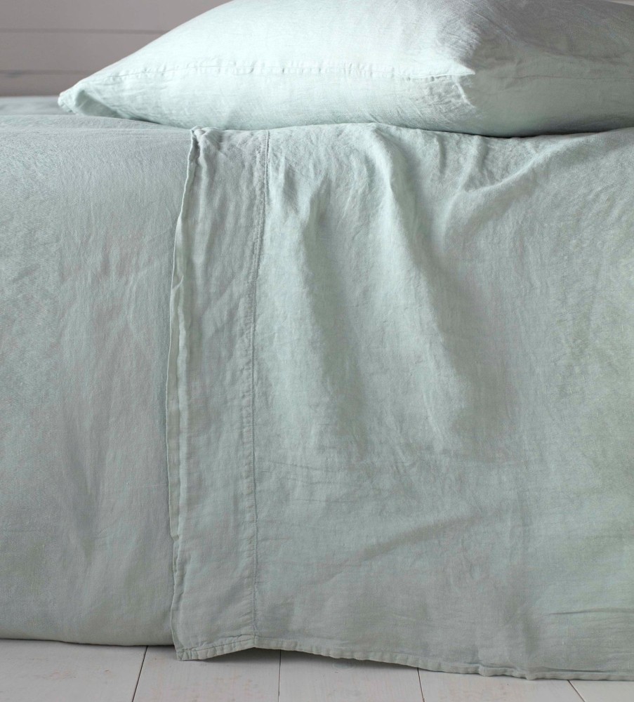Bedding Secret Linen Store Flat Sheets | Duck Egg 100% Linen Flat Sheet ...